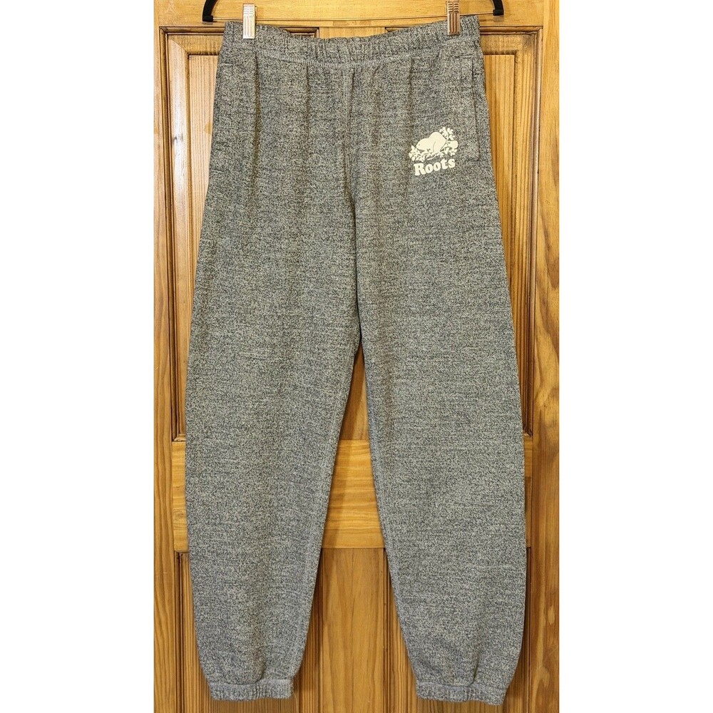 Roots Canada Organic Original Sweatpants Salt & Pepper Gray Joggers Size M